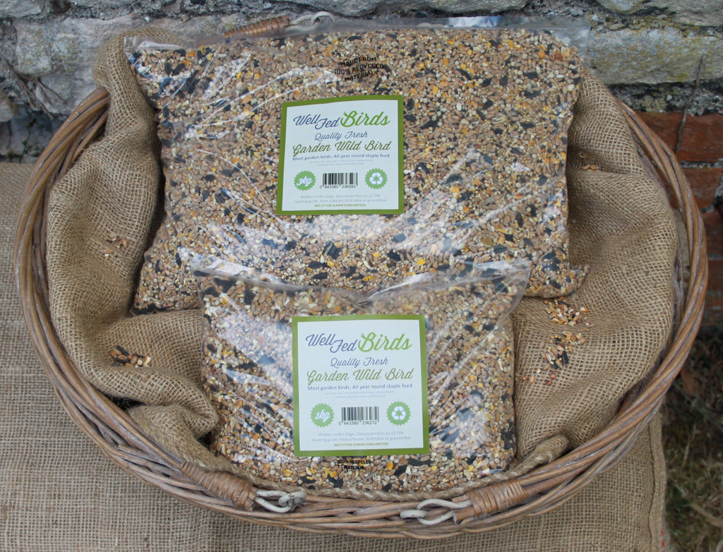 Packaged up Garden Wild Bird Seed Mixture from Well Fed Birds